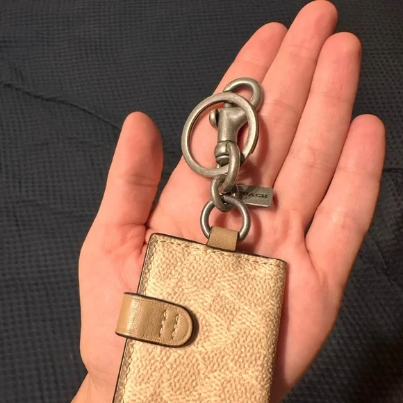Coach Tan Picture Keychain with Silver Accents NWOT - Picture 2 of 3